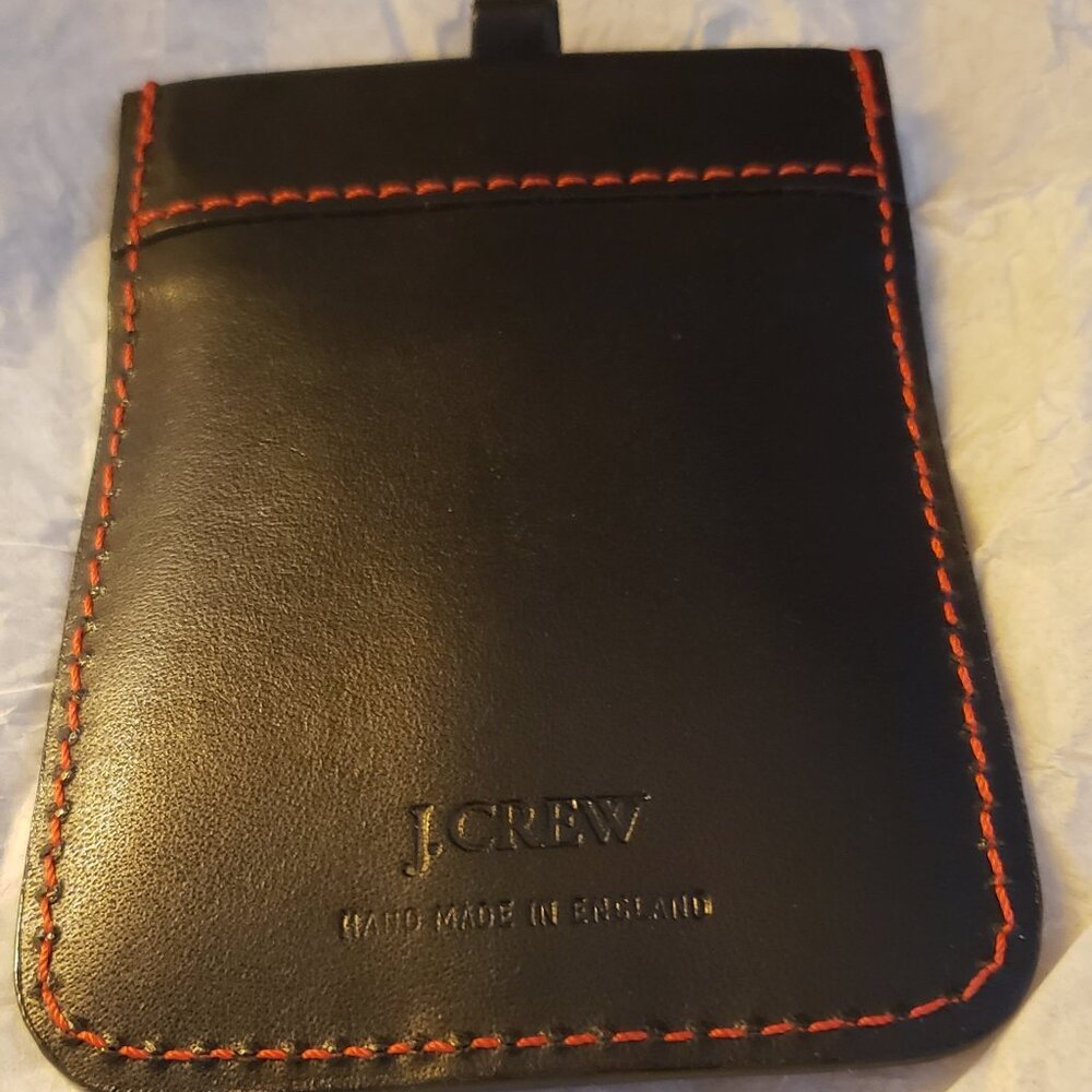 J Crew Key & ID Holder - Black Leather NWT